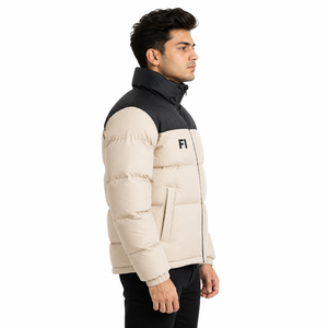 Men’s Warm Puffer Style <b>Jacket</b> Color Block Quilted Full Zip Men's <b>Jackets</b> Winter Outerwear High Collar Warm Outdoor Coat OEM USA - Product Image 2