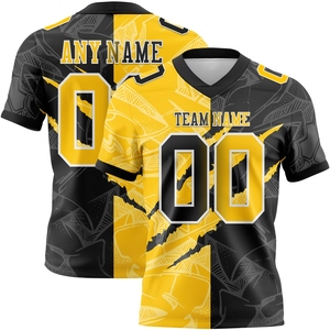 Vente en gros directe OMMIZ INDUSTRY Maillot de football authentique personnalisé noir et or-blanc en maille - Product Image 4
