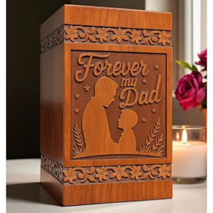 Wooden Cremation Urn Keepsake <b>Box</b> Carved <b>Memorial</b> Container Tabletop Ashes Casket Home Decor - Product Image 4