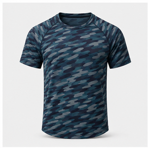 เสื้อยืดคอกลมแขนสั้นผู้ชายลายพรางสีเขียวอมฟ้าเข้มทรงสอบรุ่น MTS-CAMO-0013 - Product Image 1