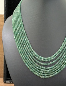 AAA Natural Zambian Emerald Multi-Strand 8 Layer Choker <b>Necklace</b> Hand Faceted Gemstone <b>Beads</b> Luxury Fine Jewelry Platinum Black - Product Image 6