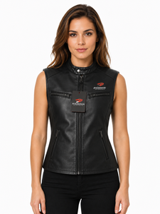 Chaleco de cuero superior para mujer con forro suave, costuras duraderas, bolsillos prácticos y un ajuste atemporal para montar a caballo, viajar y uso casual. - Product Image 3