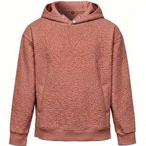เสื้อฮู้ดดี้หนานุ่มสำหรับฤดูหนาว ผ้าฝ้าย 100% ทรงโอเวอร์ไซส์ สีเบจ สำหรับผู้ชาย ผ้าฝ้าย/โพลีเอสเตอร์ รับสกรีนแบรนด์ - Product Image 1