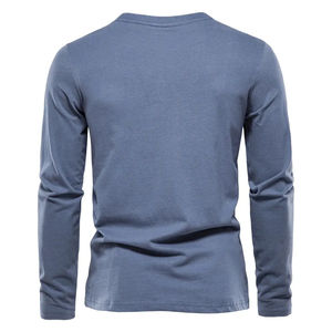 T-shirt à manches longues 100% coton pour hommes, t-shirts décontractés de printemps, hauts de qualité supérieure, vêtements classiques pour hommes - Product Image 3