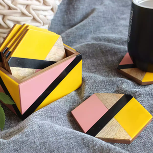 NEHA ENTERPRISES Luxury Wooden Resin Coaster Set Natural Wood Epoxy Art Coasters for Kitchen Dining and <b>Bar</b> - Product Image 1