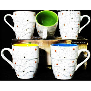 Juego de Tazas de Leche de Cerámica Hechas en India con Diseño Clásico de Espirales - Product Image 1