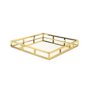 Bandeja Decorativa Espejada de Cristal Dorado - Organizador de Joyas Hexagonal, Bandeja de Cosméticos para Tocador, Centro de Mesa de Lujo para Bodas y Decoración del Hogar - Product Image 6