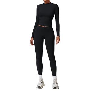 Combinaison de yoga pour femmes, ensemble de sport, survêtement de course, vêtements de sport à manches longues, vêtements de yoga, 2 pièces - Product Image 1