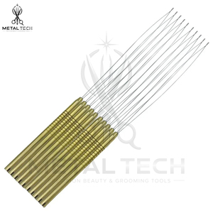 Gold Grooved Grip Hair Extension Loop <b>Needle</b> Micro Links <b>Threader</b> Pulling Wire Hook Bulk Salon Barber Accessories - Product Image 4