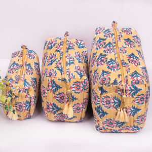 Sac de maquillage matelassé multifonctionnel et écologique pour l'été, unisexe, portable, lavable, avec fermeture éclair, grand format, pour le voyage - Product Image 1