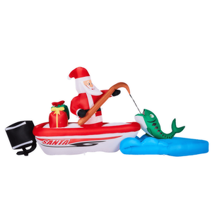 Babbo Natale Gonfiabile Illuminato da 3 Metri che Pesca in Barca, Divertente Decorazione Natalizia da Esterno con Tecnologia LED - Product Image 2