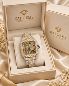 นาฬิกาข้อมือวินเทจหรูหรา RAJ GEMS ตัวเรือนทรงเหลี่ยม สแตนเลสสตีล ระบบอนาล็อก กลไกจักรกล ปุ่มกดเปิดฝาหลัง สายขนาด 20 มม. สำหรับทั้งชายและหญิง - Product Image 1