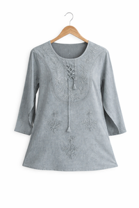 Mini Vestido Casual de Rayón Tejido con Bordado y Top - Product Image 6