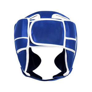 Protège-tête de boxe en cuir PU bleu, équipement de protection avec fermeture auto-agrippante pour adultes, unisexe, utilisation universelle - Product Image 3