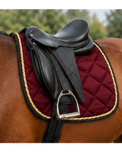 Nuevo Diseño de Manta de Silla de Montar Borgoña con Ribete de Cuerda Dorada, Almohadilla de Silla de Montar Acolchada de Diamantes de Lujo Personalizada OEM para Equitación - Product Image 5