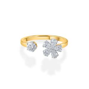 Purecarat <b>Open</b> Floral Geometric Minimalistic Multi-Stone Diamond <b>Ring</b> - Product Image 3