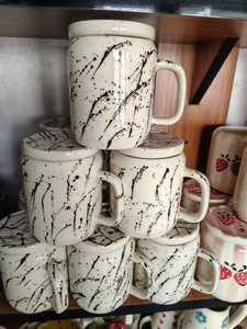 Ceramic <b>Mugs</b> Set With <b>Heart</b> Pattern Retro Design For Home Use Dishwasher Safe Reusable Drinkware - Product Image 2