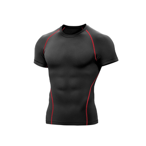 T-shirt de compression pour homme de haute qualité à faible MOQ, logo personnalisé, meilleur prix, vêtements de sport respirants et extensibles pour la gym et le fitness - Product Image 4