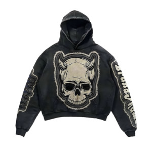 Vintage <b>French</b> Terry Cotton Fleece Customizable Breathable Hoodie Men Front Distressed Chenille Embroidery Custom Logo Winter 3D - Product Image 1