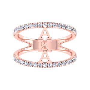 Anillo de doble banda en oro rosa para mujer, elegante joyería de moda, anillo de plata de ley con cristal, accesorio llamativo y elegante, regalo para uso diario - Product Image 3