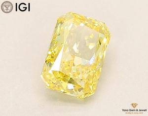 Diamant de laboratoire cultivé CVD de 1,00 carat, taille brillant radieux, couleur jaune vif fantaisie certifiée IGI, clarté VVS2, pour bague moderne - Product Image 3