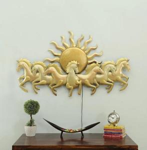 Metal Horse Sun Wall <b>Art</b> Gold Finish Handmade Decor for Home Decoration <b>Large</b> 33-40 Inch Contemporary Style - Product Image 6