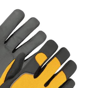 Guantes de Trabajo de Seguridad de Cuero Sintético Amarillo Gris con Palma Texturizada y Muñequera Ajustable - Product Image 4