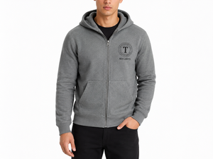 Unisex <b>White</b> Hooded <b>Zip</b>-<b>Up</b> Sweatshirt Oversized Fit 100% Cotton Fleece Eco-Friendly Pocket Casual Solid Design Front Logo Winter - Product Image 5