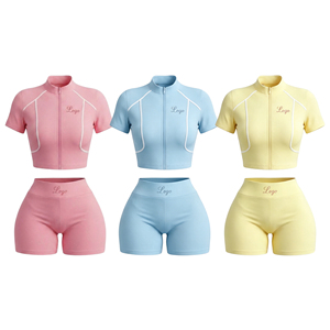 Custom Logo Women's 2-Piece Activewear Set Sleeveless Strapless Top <b>High</b> Waist Shorts Cropped Design Summer Fitness - Product Image 6