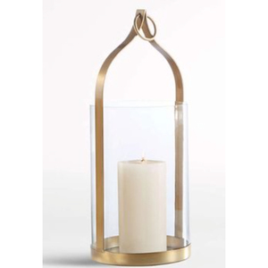 Top Selling <b>Gold</b> Metal <b>Lantern</b> with Clear Glass Panel Candle Holder for Home Decoration Taper Candle Holder Pillar Stand - Product Image 1