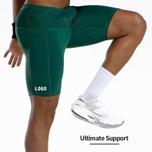 Shorts de sport personnalisés pour hommes, imprimés, à compression élastique, avec poche latérale, pour l'entraînement, le jogging et la course à pied - Product Image 2