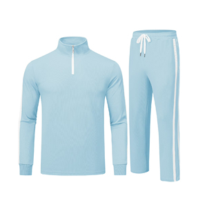 Conjunto Deportivo Azul Marino para Hombre 2026, Sudadera de Manga Larga con Cierre de Media Cremallera y Pantalones con Cordón, Color Sólido, Estilo Deportivo Informal para Otoño - Product Image 3