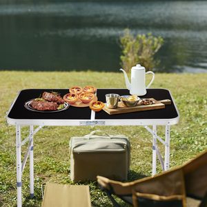 Tavolo Pieghevole in Lega di Alluminio Nero da 3 Piedi, Altezza Regolabile, Portatile per Camera da Letto, Campeggio, Picnic, Cucina, Uso Esterno - Product Image 5