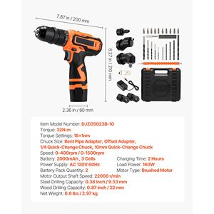 Kit Trapano Avvitatore a Batteria 5 in 1 a Doppia Velocità Variabile con 2 Batterie al Litio, Caricabatterie e Cassetta degli Attrezzi, Foratura Massima 13mm, Personalizzabile OEM - Product Image 3