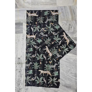 Veste en coton 100% imprimé jungle, style traditionnel indien Kantha, faite à la main, texturée, pour femme, vêtements d'occasion - Product Image 4
