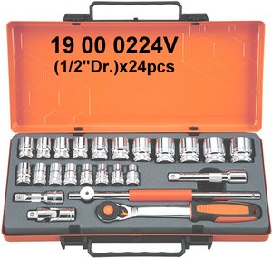 Juego de Llaves de Tubo 2 en 1 con Protector de Tuercas, 1/2'', 24 Piezas, Acabado Espejo, OEM, para Bricolaje - Product Image 3