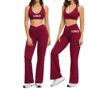 Women's Burgundy 2 Piece Yoga Set Turtleneck <b>Crop</b> <b>Top</b> High Waist Leggings Full Length Seamless Zipper Sweat-Wicking - Product Image 6