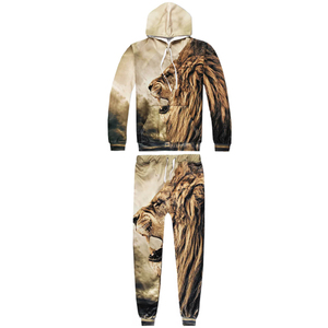custom 3d lion printed tracksuit men blank graphics pullover hoodie and sweatpants set wholesale sublimated mens <b>jogging</b> <b>suits</b> - Product Image 2