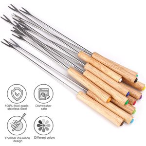 Lot de 12 fourchettes à fondue en acier inoxydable de 24 cm, bâtonnets à fondue au fromage avec manche en bois résistant à la chaleur pour les Smores au chocolat - Product Image 2