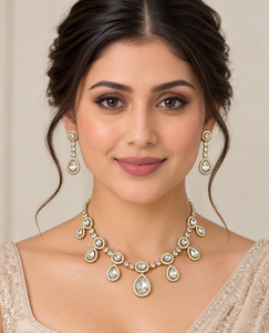 Elegant Pear Cut American Diamond Necklace <b>Earring</b> Set Indian <b>Bridal</b> AD Wedding Jewelry Sets Women Party Wear Accessory Supplier - Product Image 2