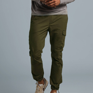 Pantalon cargo baggy décontracté léger pour homme, 100 % coton, coupe droite, délavage foncé, devant plat, taille mi-haute, 6 poches - Product Image 5