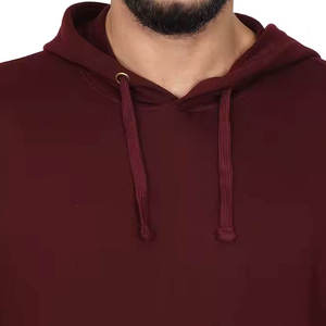เสื้อสเวตเชิ้ตมีฮู้ดสีน้ำตาลแดงสำหรับผู้ชาย ทรงปกติ ลำลอง ผ้าถัก สีพื้น ใส่ได้ในฤดูใบไม้ร่วง - Product Image 5