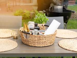 Cesta de Almacenamiento Vintage Ecológica de Jacinto de Agua y Hierba Marina Tejida a Mano con Asa, Organizador Colgante Multiusos para Suelo con Ganchos Novedosos - Product Image 6