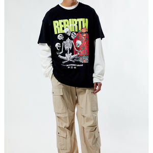 Camiseta de Algodón Vintage Personalizada con Mangas Largas y Estampado para Hombre, 100% Algodón, Corte Largo y Holgado - Product Image 4