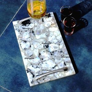 Plateau de service en marbre naturel de haute qualité, personnalisé par un fabricant professionnel, plateau de présentation de bijoux en marbre, plateau de vanité - Product Image 6