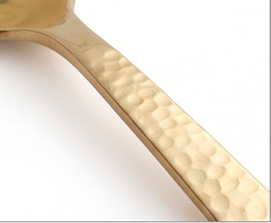 Cuillères en acier inoxydable couleur or à manche martelé pour usage quotidien, vaisselle de table, ustensiles de cuisine, couverts - Product Image 2