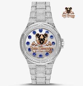 Reloj de Cuarzo Analógico de Lujo Ruha Enterprise con Esfera de Moissanita y Diamantes de Imitación, Caja Redonda Unisex, Correa Amarilla, para Compra al por Mayor - Product Image 4