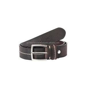 Nuevo Cinturón Casual de Cuero Genuino Hecho a Mano en Negro, Marrón y Bronceado para Hombre con Hebilla de Latón Plateado Mate, Todas las Tallas - Product Image 1