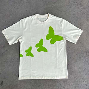 เสื้อยืดคอกลมแขนสั้นสีขาวสำหรับผู้ชาย ผ้าฝ้ายลำลอง พิมพ์ลายกราฟิก ลายผีเสื้อสีแดง รับทำโลโก้ตามสั่ง OEM ODM เสื้อผ้าขายส่ง - Product Image 4