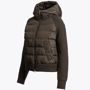 Hooded Puffer Down Jacket With Knitted Sleeve And Zipper Closure Winter <b>Warm</b> Thick Slim Fit Para <b>jumper</b> Jacket For Men And Women - Product Image 1